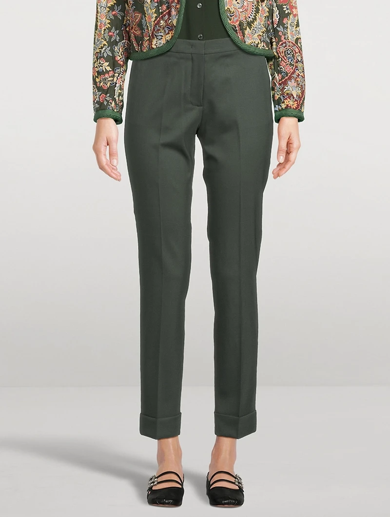 Stretch Wool Straight-Leg Trousers