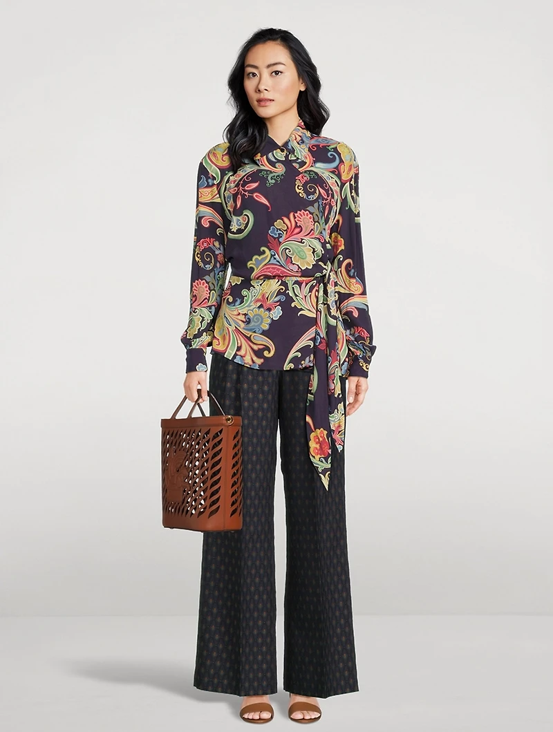 Jacquard Wide-Leg Trousers