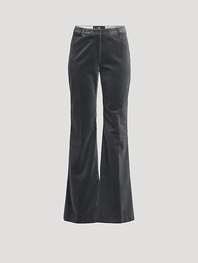 Velvet Flare-Leg Trousers