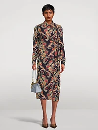 Stretch-Cotton Shirt Dress Paisley Print