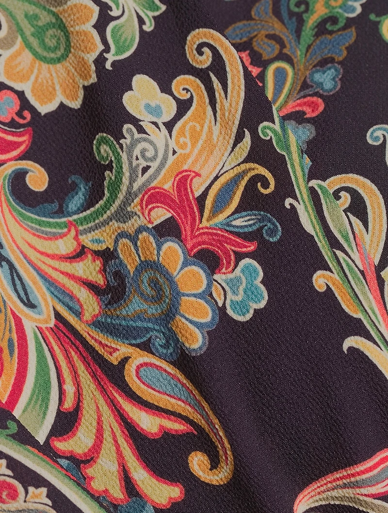Stretch-Cotton Shirt Dress Paisley Print