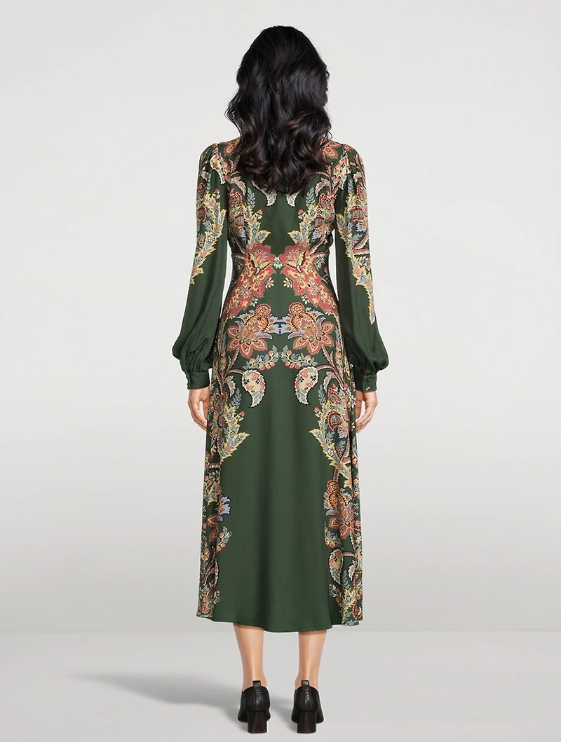 Twill Midi Dress Floral Paisley Print