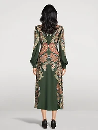 Twill Midi Dress Floral Paisley Print