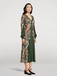 Twill Midi Dress Floral Paisley Print