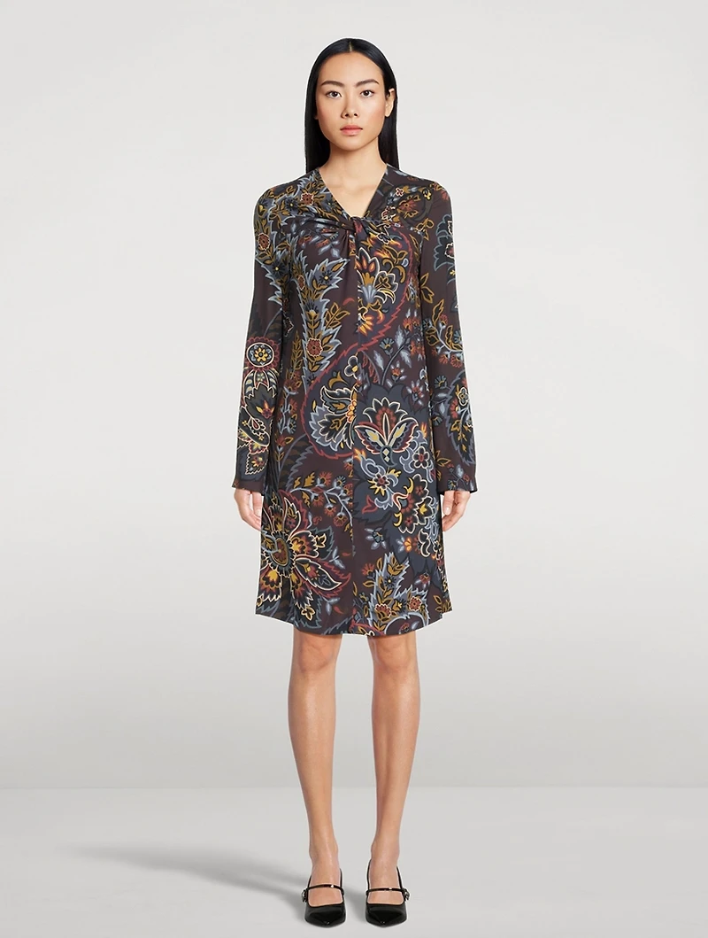 Twist-Front Dress Paisley Print