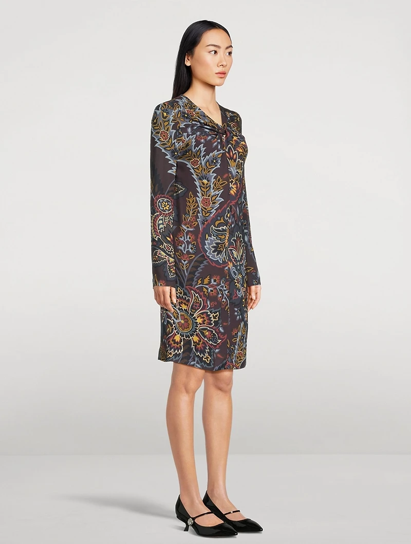 Twist-Front Dress Paisley Print