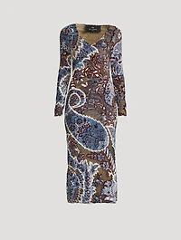 Velvet Midi Dress Paisley Print