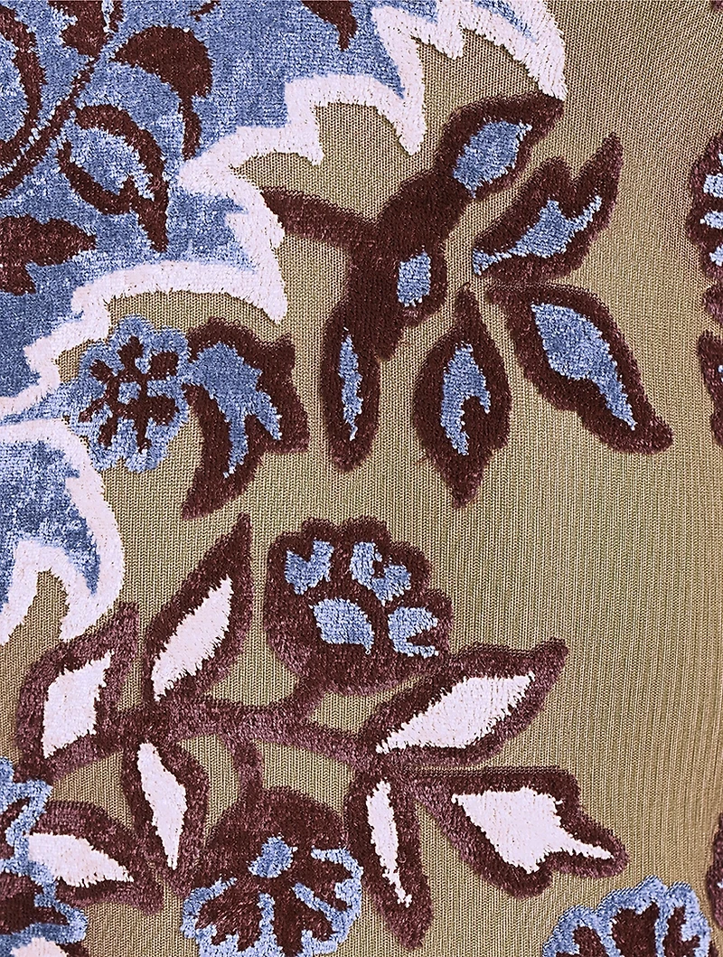 Velvet Midi Dress Paisley Print
