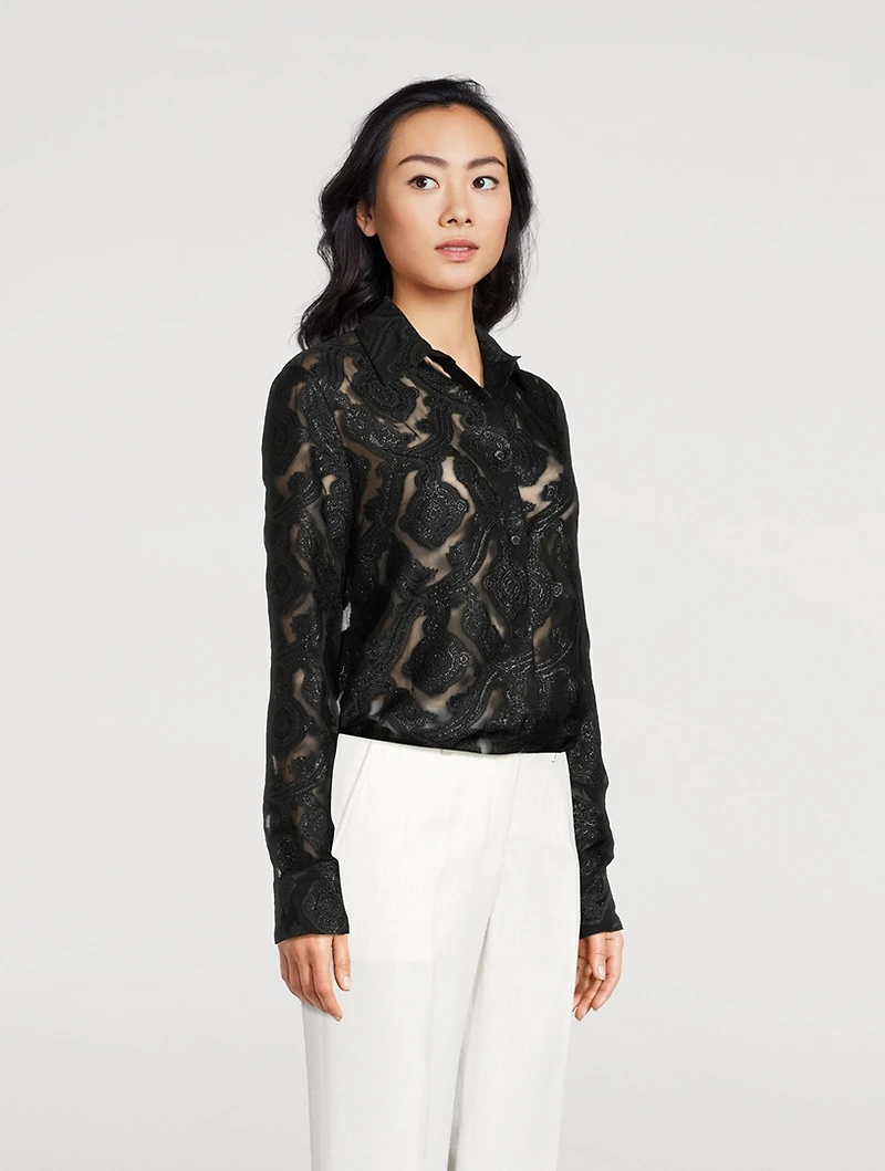 Paisley-Embroidered Shirt