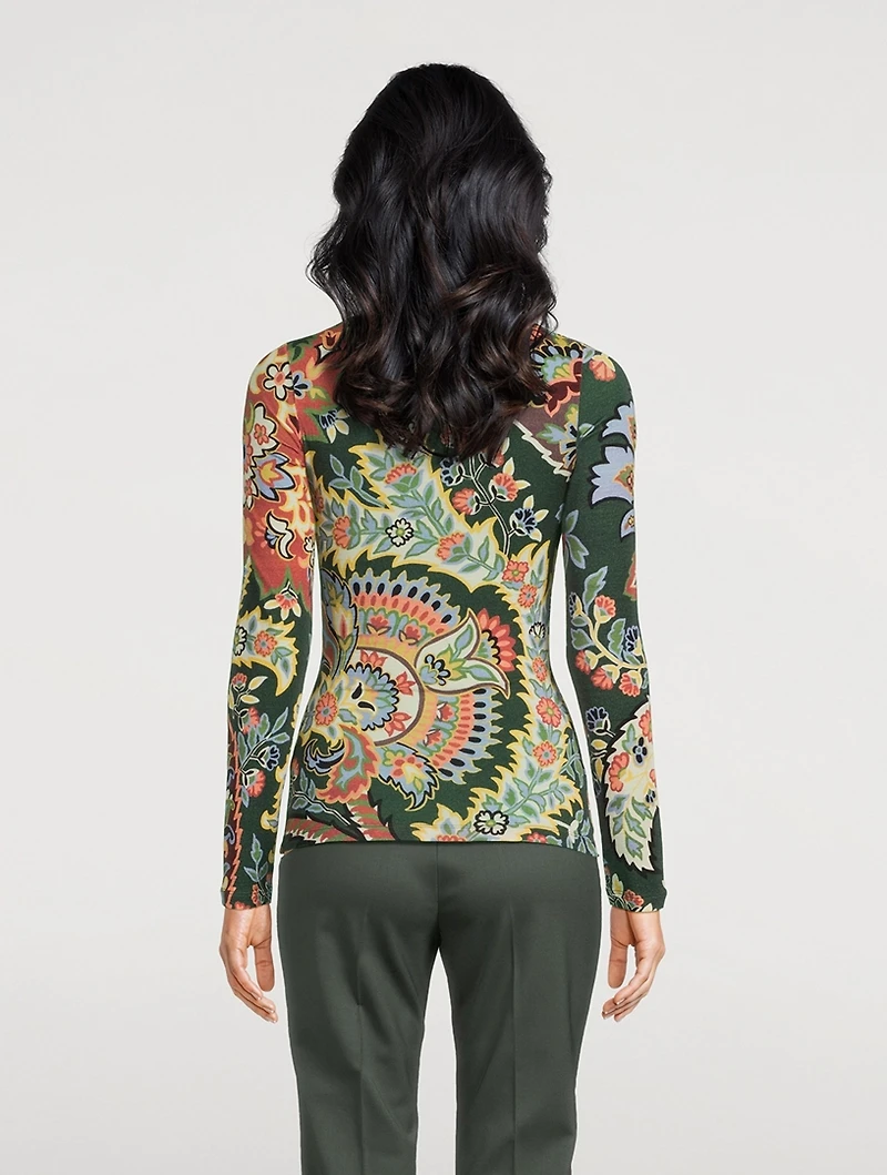 Jersey Top Paisley Print