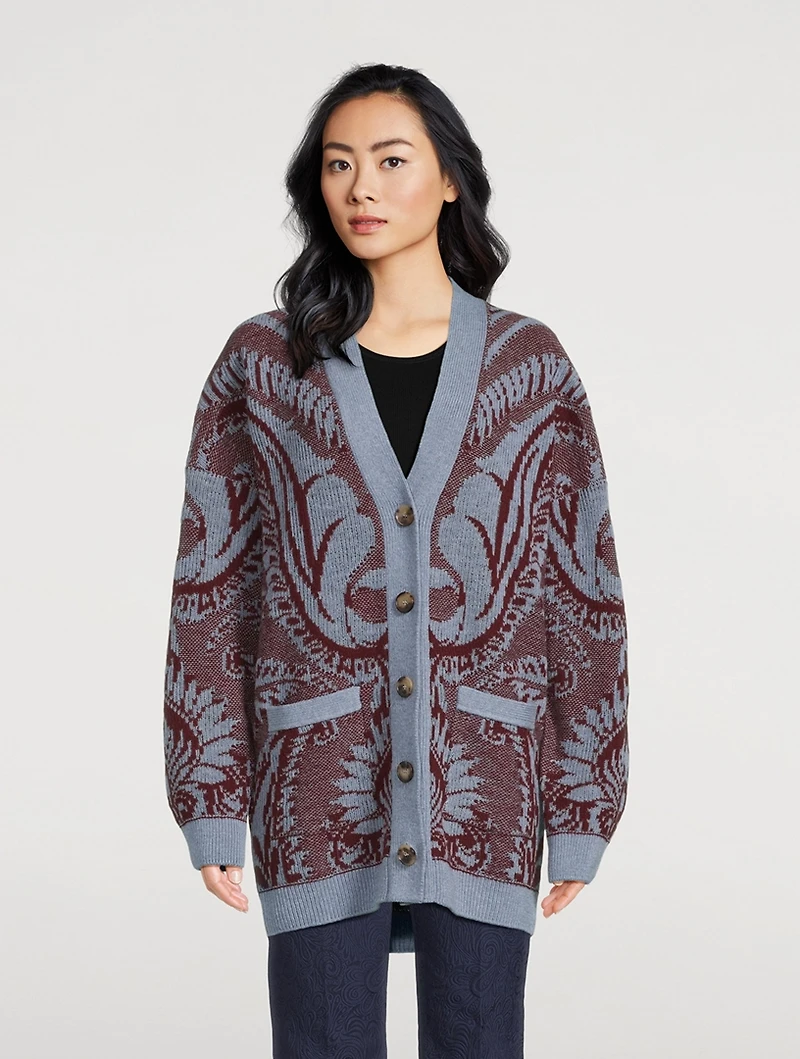 Jacquard Wool Cardigan
