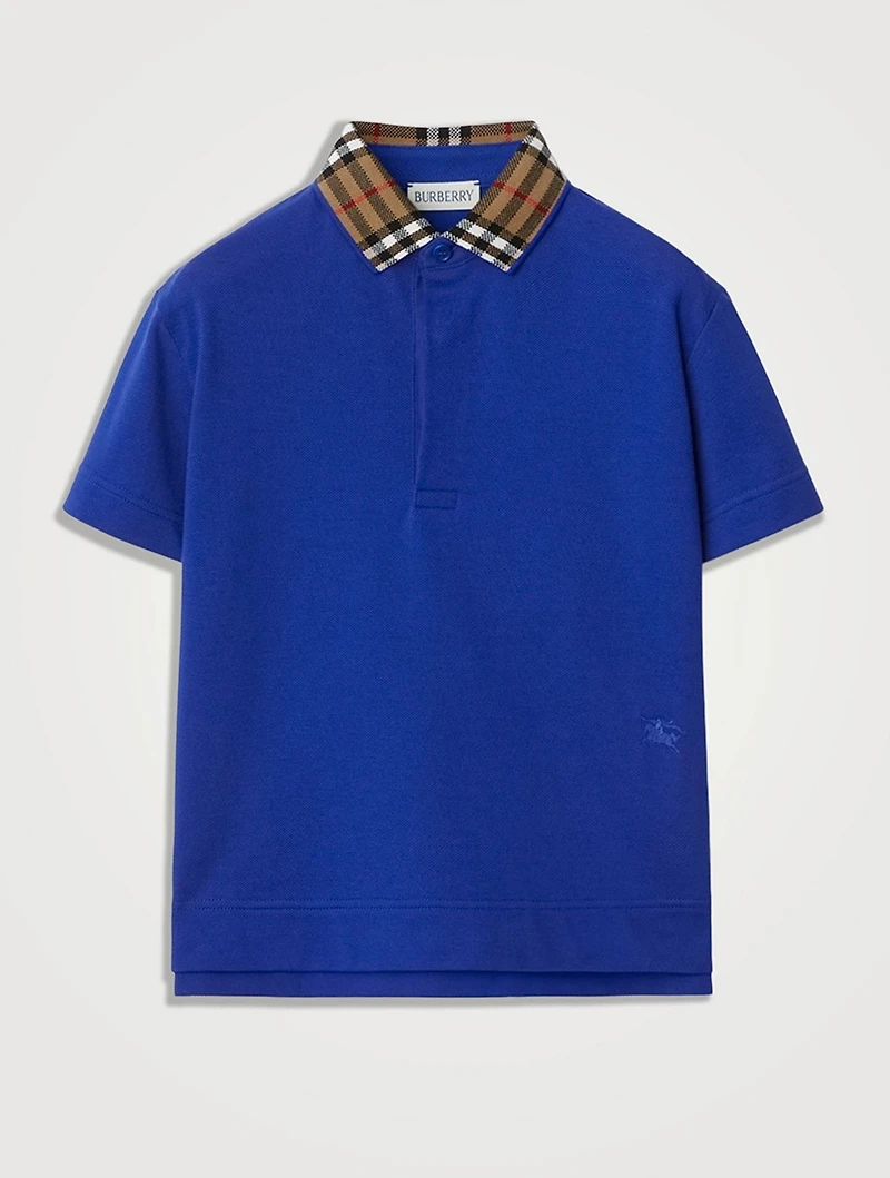 Check Collar Piqué Polo Shirt