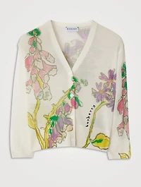 Wool-Blend Cardigan Floral Print