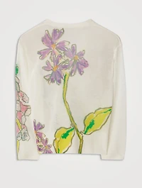 Wool-Blend Cardigan Floral Print