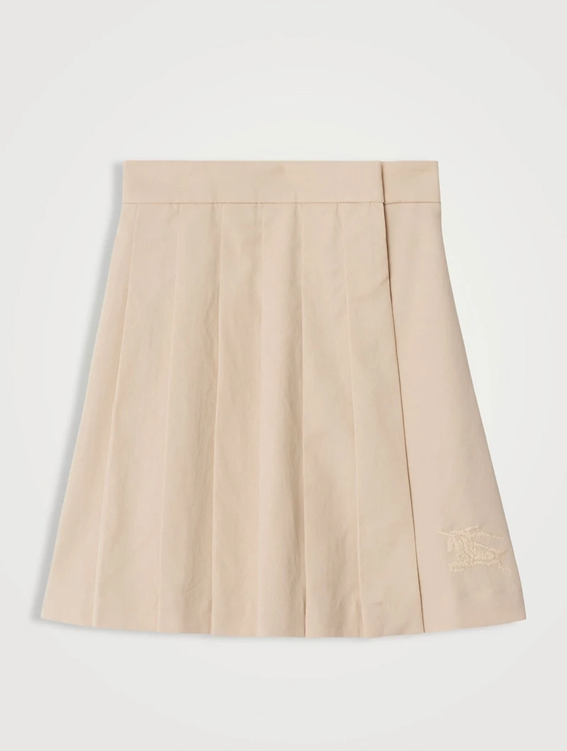 Cotton-Blend Pleated Skirt