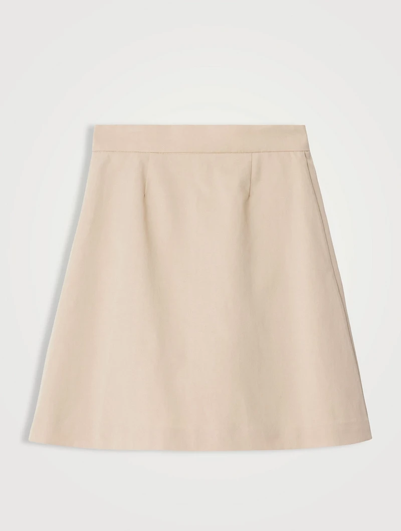 Cotton-Blend Pleated Skirt