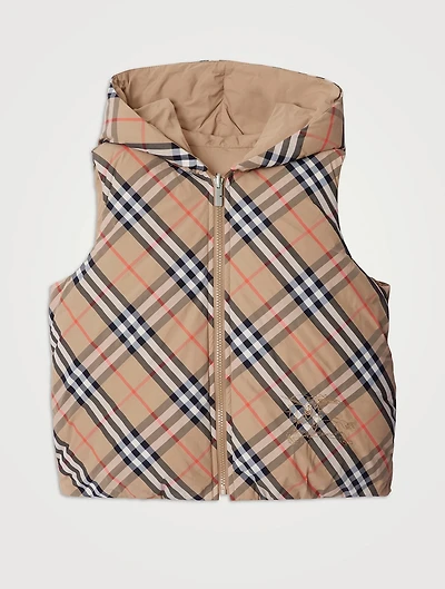 Reversible Check Padded Nylon Gilet