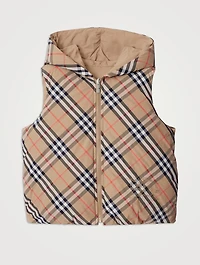 Reversible Check Padded Nylon Gilet