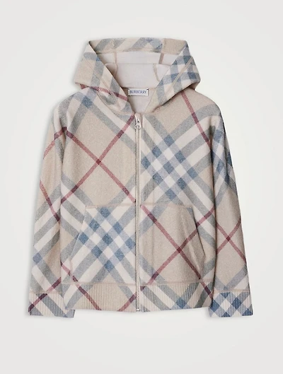 Check Wool Zip-Up Hoodie