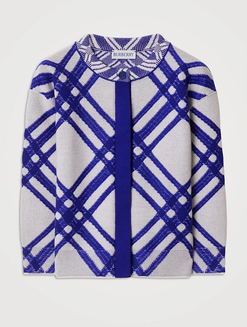Check Wool Cardigan