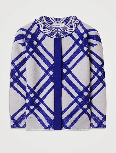 Check Wool Cardigan