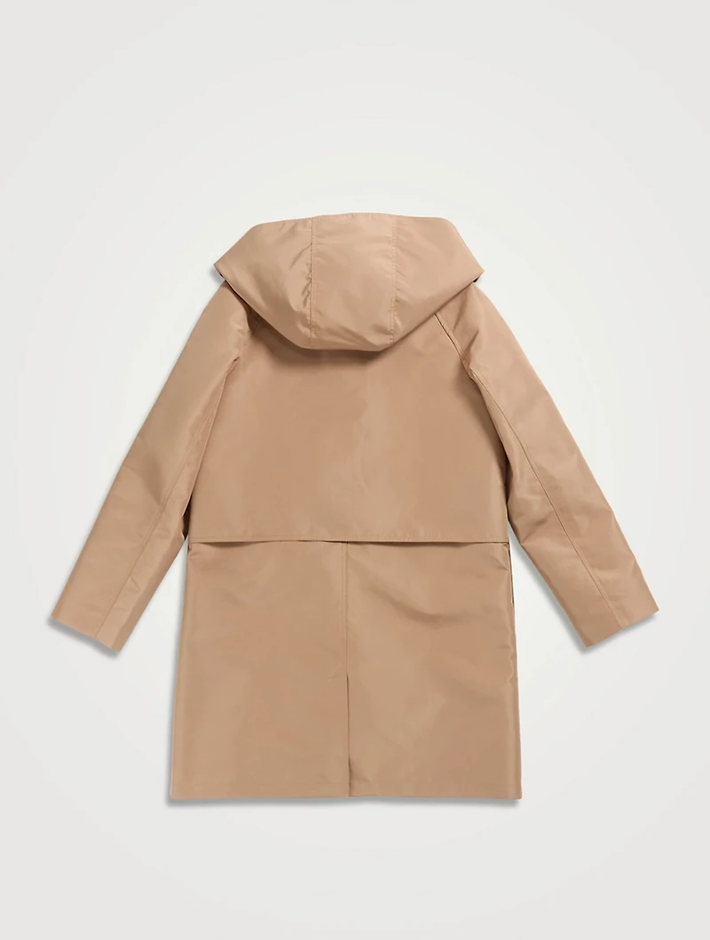 Check-Lined Hooded Coat