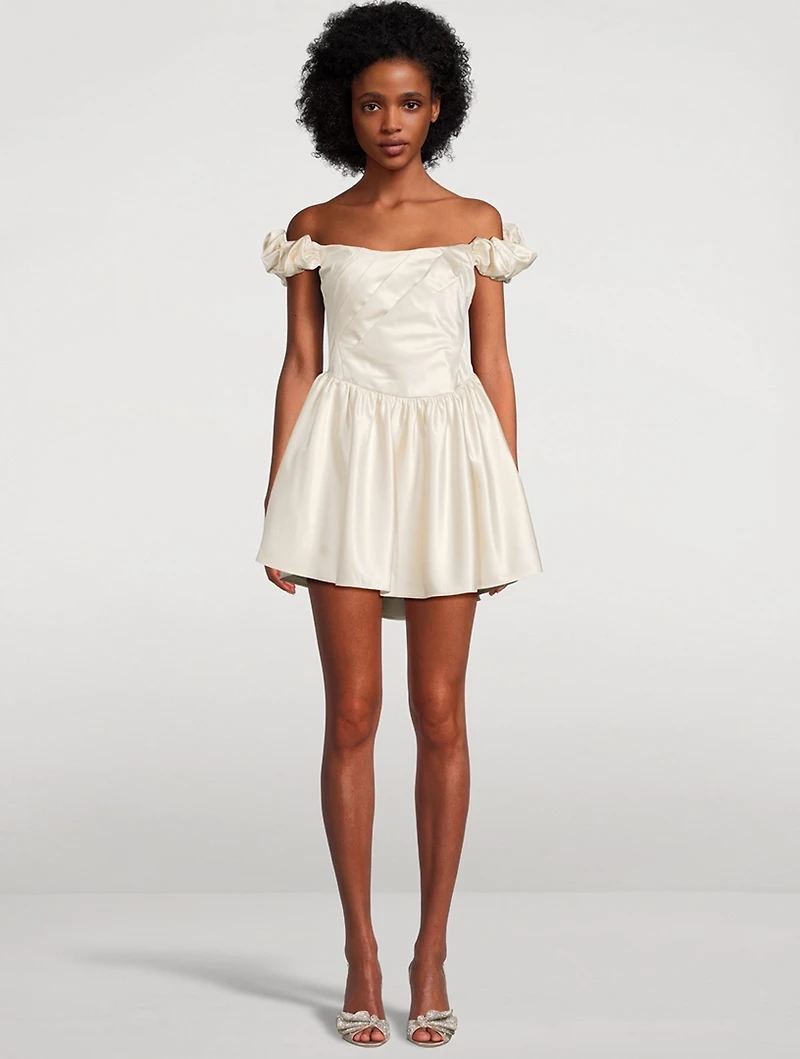 Cailey Off-The-Shoulder Satin Mini Dress
