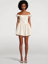 Cailey Off-The-Shoulder Satin Mini Dress