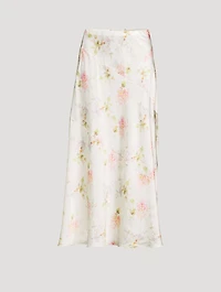 Booker Bias-Cut Silk Slip Skirt Floral Print