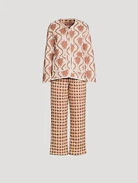 Quilted Pajama Set Alpen Flora And Gingham Print