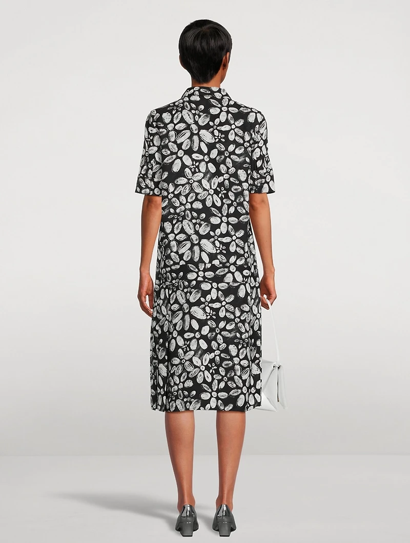 Crêpe Shirt Dress Floral Print