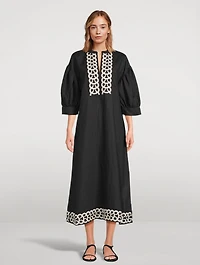 Lydea Embroidered Linen Midi Dress