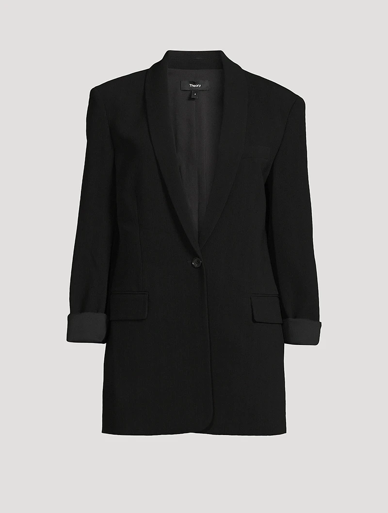 Rolled-Sleeve Admiral Crêpe Blazer
