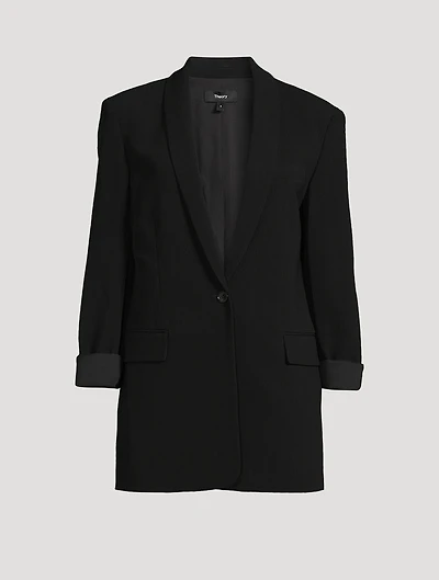Rolled-Sleeve Admiral Crêpe Blazer