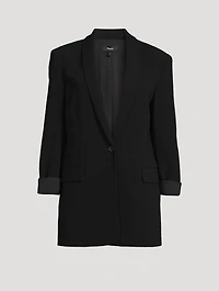 Rolled-Sleeve Admiral Crêpe Blazer