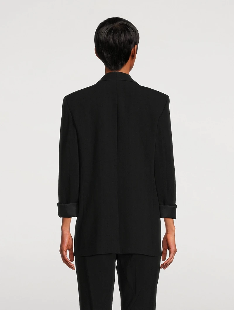 Rolled-Sleeve Admiral Crêpe Blazer