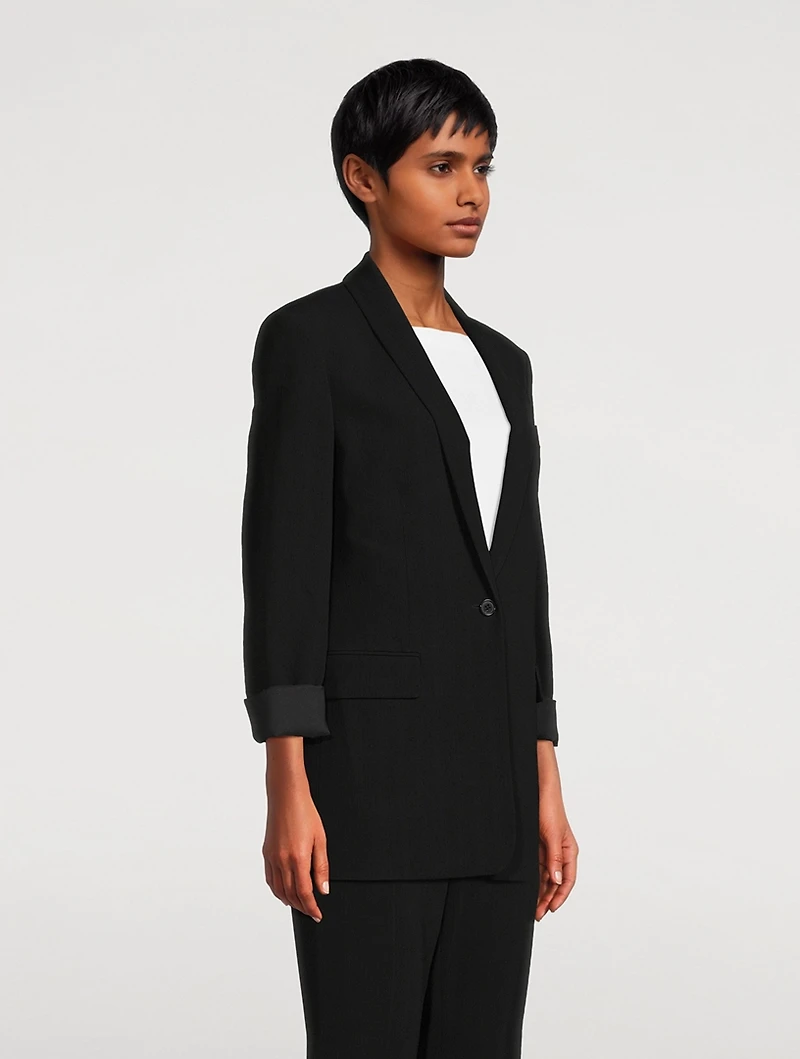 Rolled-Sleeve Admiral Crêpe Blazer