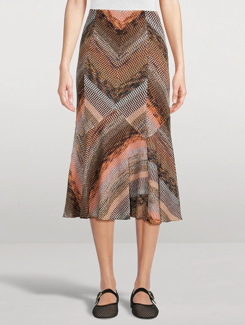 Geometric Print Midi Skirt