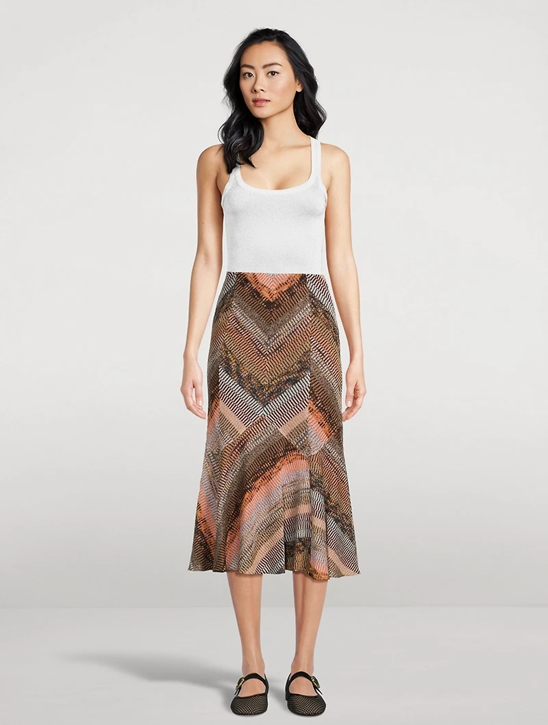 Geometric Print Midi Skirt