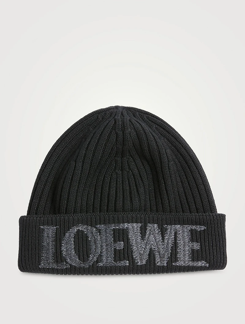 Rib Knit Toque With Blurred Logo