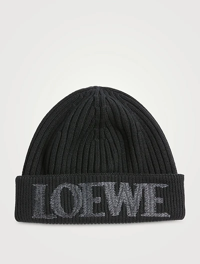 Rib Knit Toque With Blurred Logo