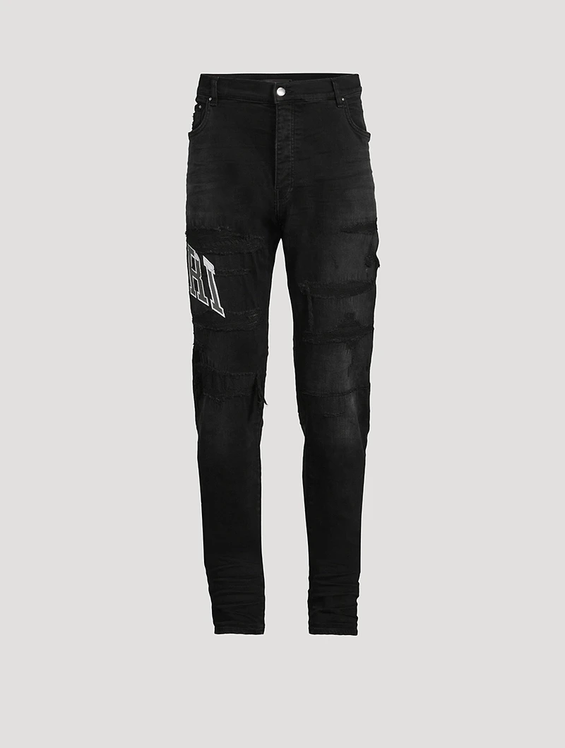 Varsity Logo Repair Skinny Jeans