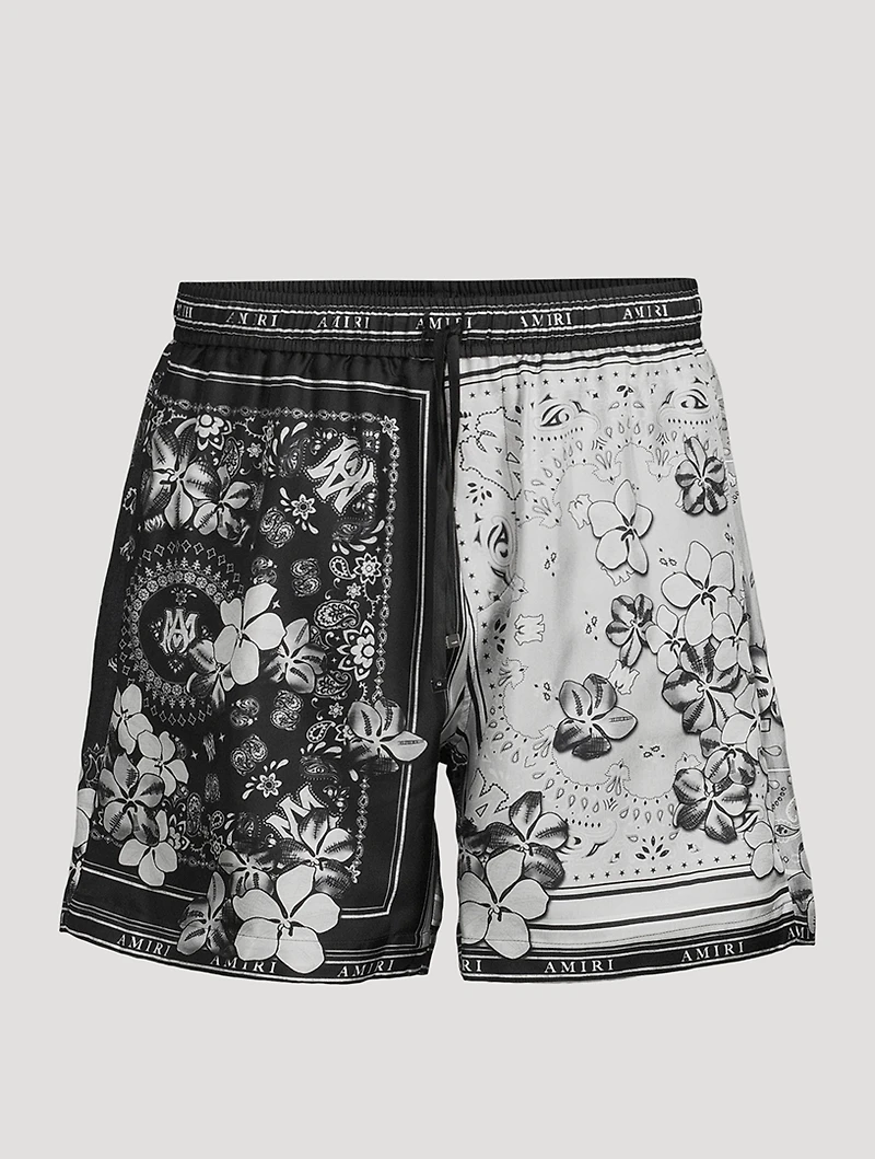 Bandana Floral Silk Shorts