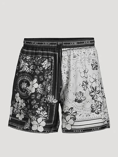 Bandana Floral Silk Shorts