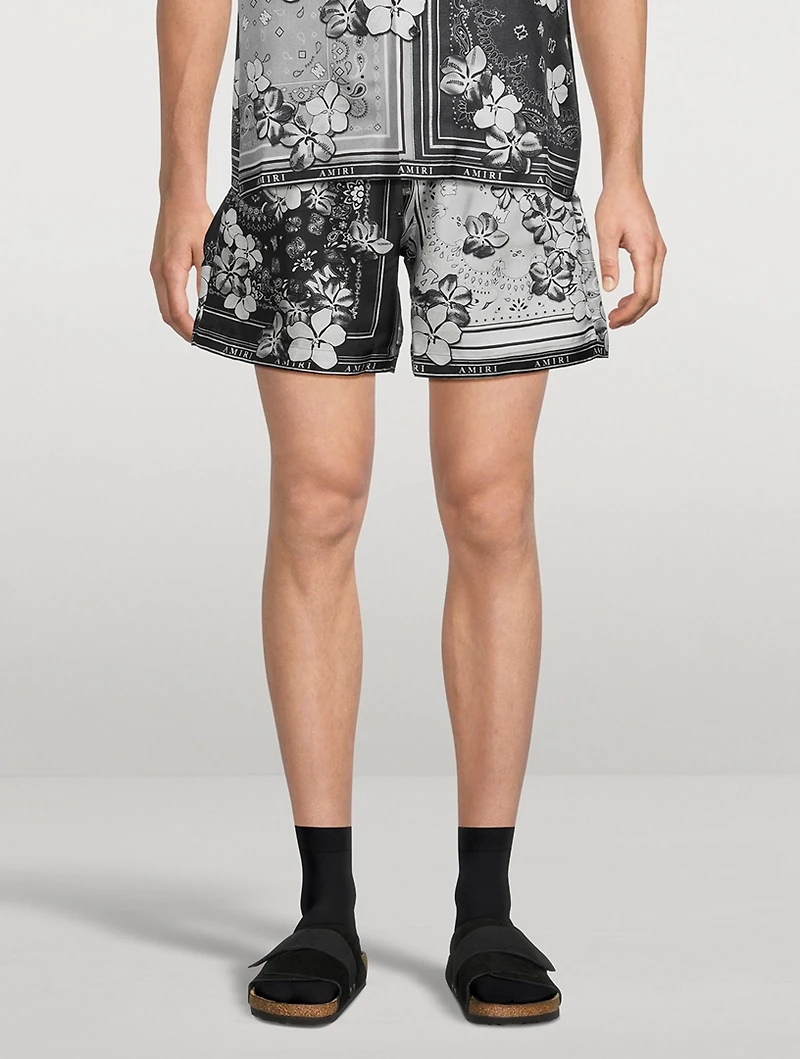 Bandana Floral Silk Shorts