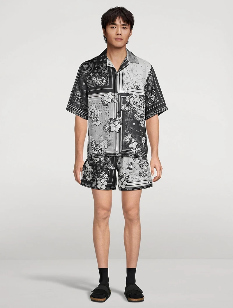Bandana Floral Silk Shorts