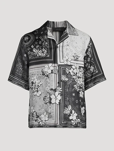 Bandana Floral Silk Bowling Shirt