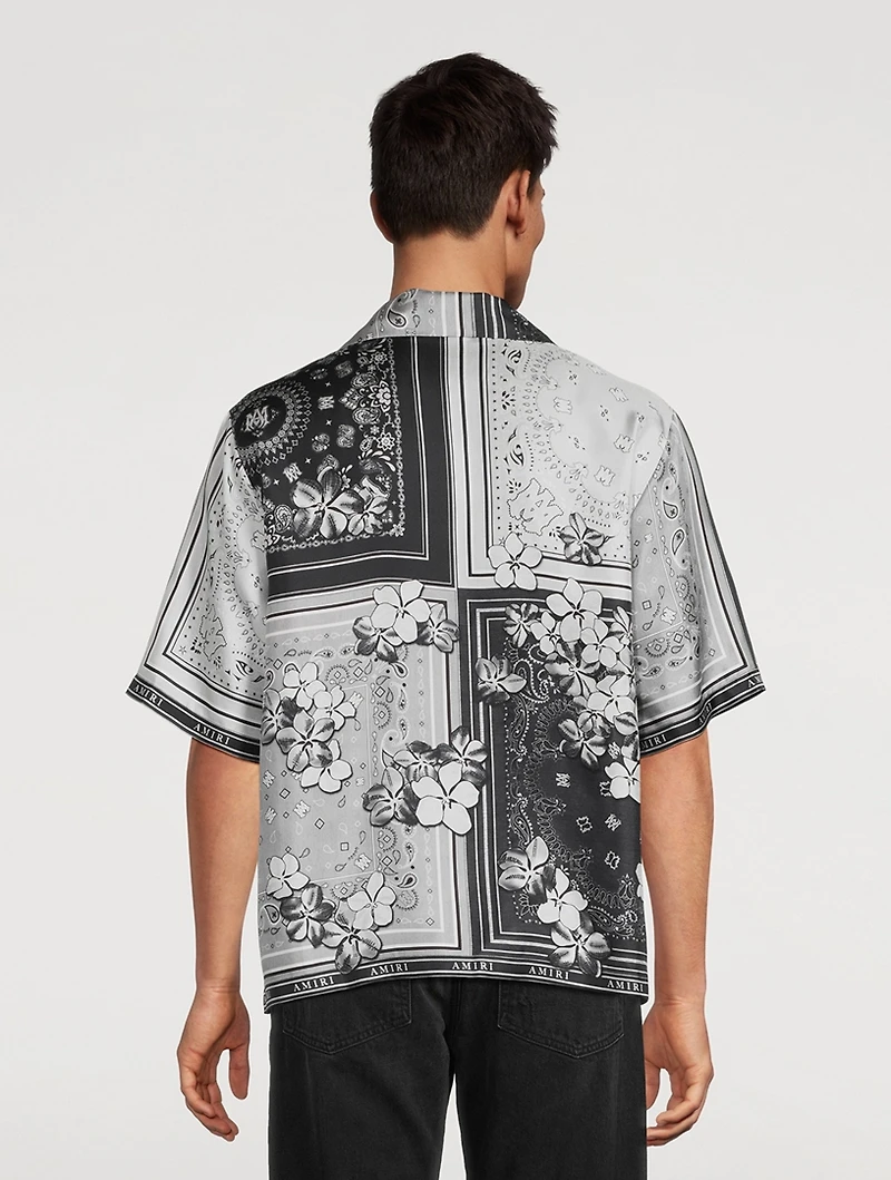 Bandana Floral Silk Bowling Shirt