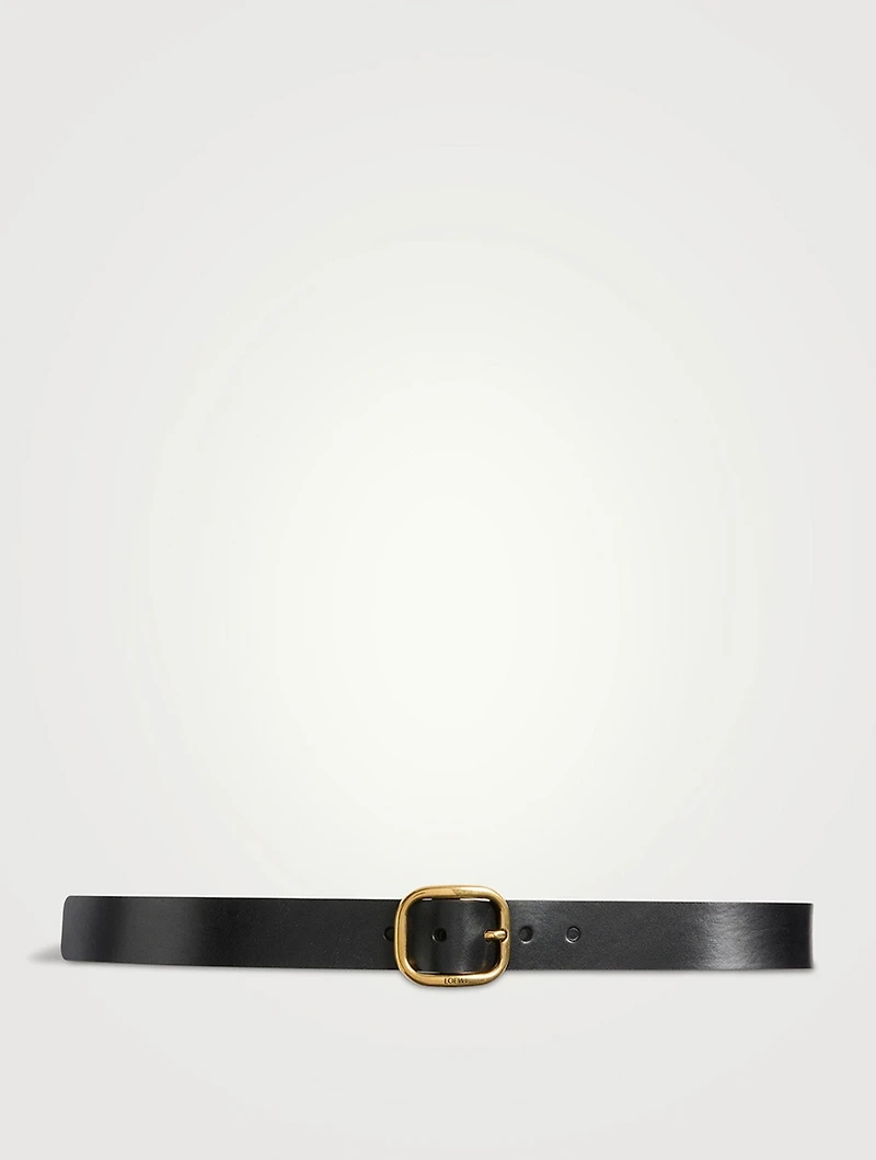 Leather Belt With Rounded Buckle