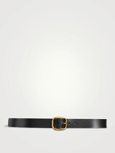 Leather Belt With Rounded Buckle